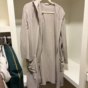 J Jill Beige Hooded Cardigan